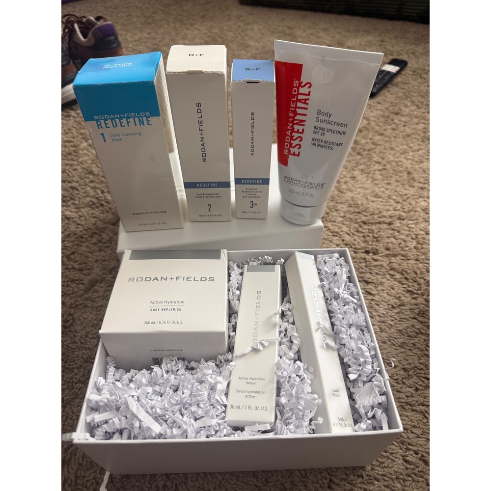 Rodan + Fields Redefine Skincare Set Lash Boost Active Hydration Sunscreen 7pc
